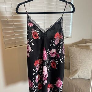 Victoria's Secret Black and Pink Floral Slip